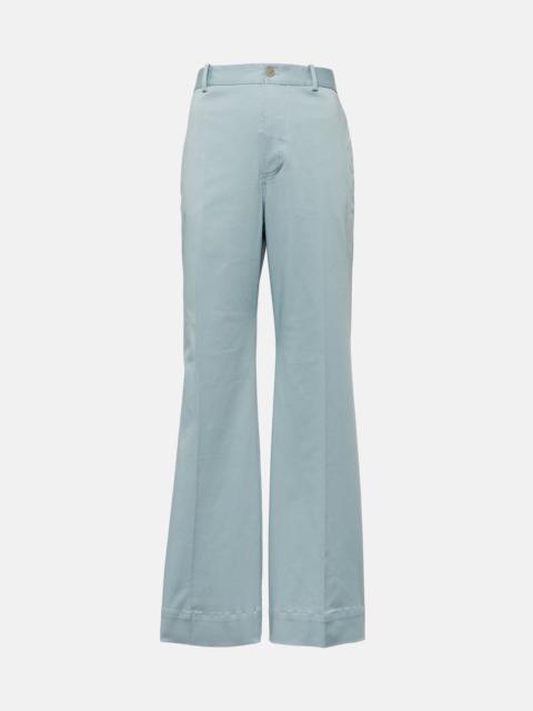 Plan C High-rise cotton-blend flared pants