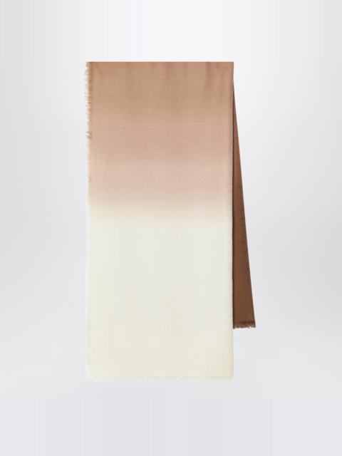 Loewe Beige wool and silk jacquard scarf with fringe
