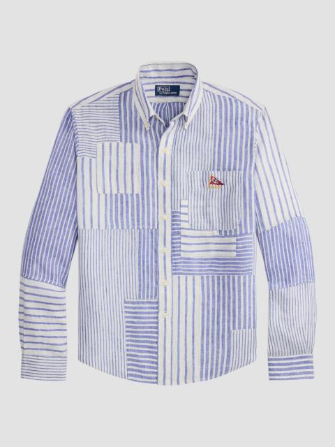 Polo Ralph Lauren Men's Patchwork Stripe Linen Button-Front Shirt - Newport Stripe Piecing