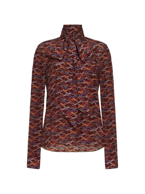 ADAM LIPPES bow-detail geometric-pattern blouse