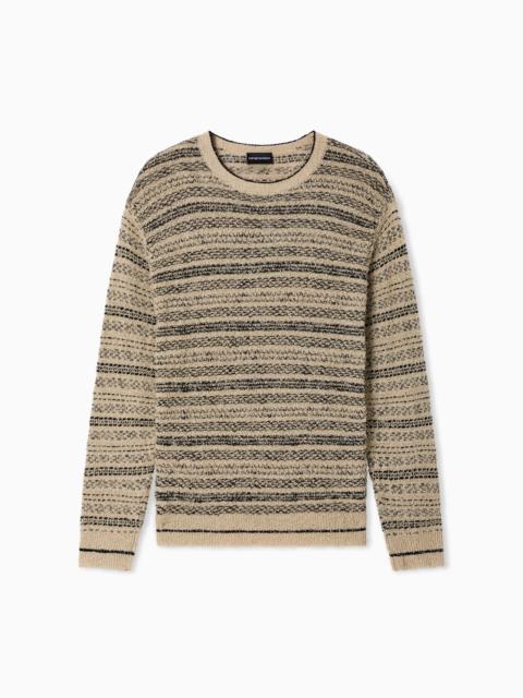 EMPORIO ARMANI CREWNECK SWEATER WITH KNITTED WEAVES