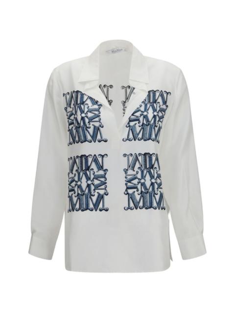 Max Mara monogram-print silk blouse
