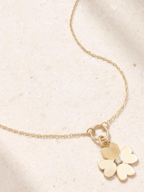 FOUNDRAE Four Heart Clover 18-karat Gold, Enamel And Diamond Necklace