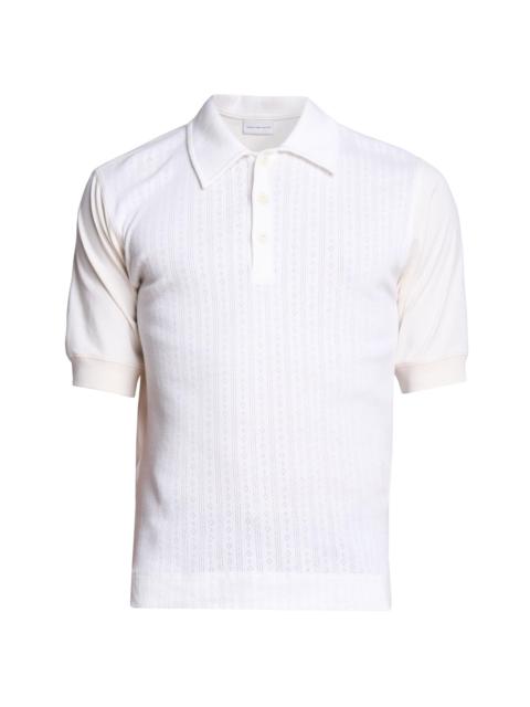 Dries Van Noten Men's Pointelle Knit Polo Shirt - Off White