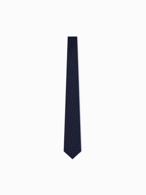GIORGIO ARMANI WOVEN TIE IN SILK AND ACRYLIC