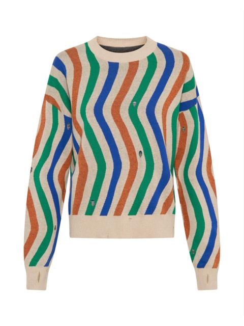 ONE TEASPOON Acid Trip Knitted Wool Sweater - Striped Cream