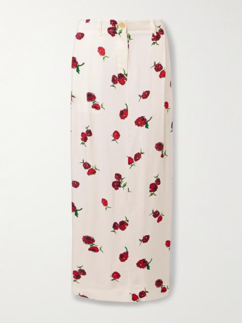 KHAITE Lucian Pleated Silk-twill Maxi Skirt