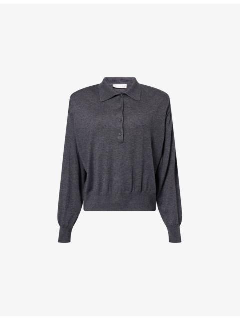 The Frankie Shop Croydon Padded-Shoulders Wool-Blend Polo Shirt