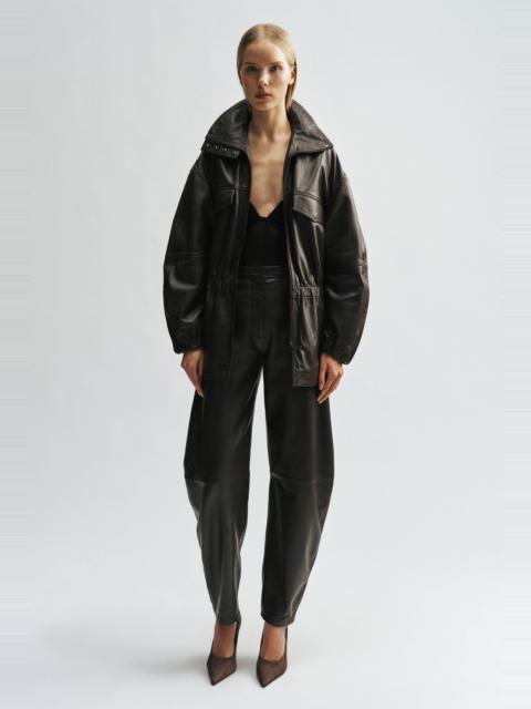 BARDOT Ryan Leather Barrel Pant In Dark Chocolate
