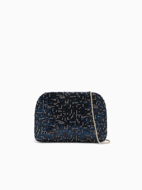 GIORGIO ARMANI LA PRIMA SATIN CLUTCH WITH TWO-TONE RHINESTONES