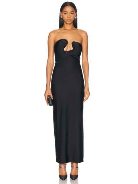 ADRIANA DEGREAS Waves Strapless Long Dress