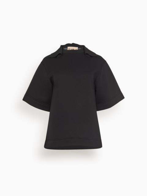 Short Sleeve Scuba Sweatshirt in Black