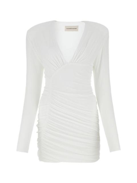 White viscose blend mini dress