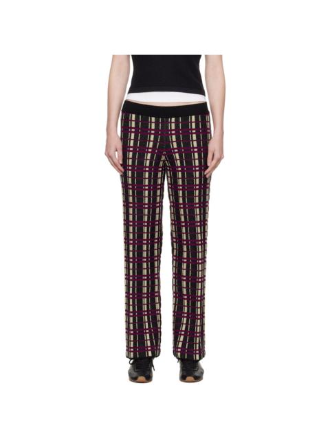 GUEST IN RESIDENCE Black & Purple Plaid Flare Lounge Pants
