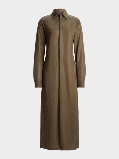 Ralph Lauren Embellished Double Silk Georgette Midi Shirtdress