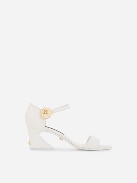 Nappa leather sandals with geometric heel