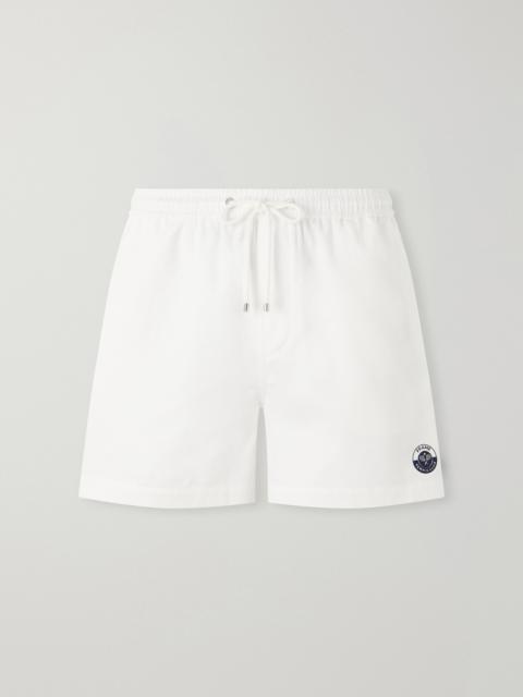 FRAME Straight-Leg Logo-Embroidered Cotton-Twill Drawstring Shorts