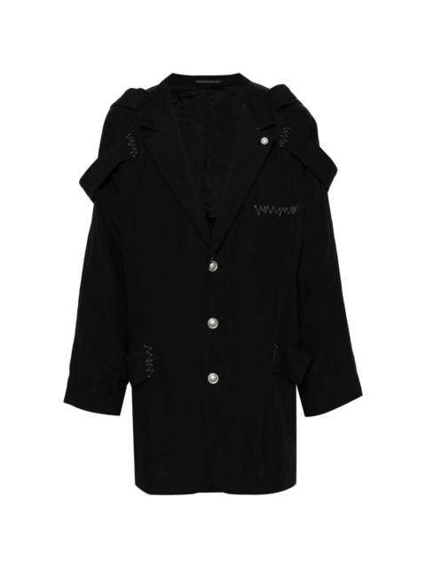 Yohji Yamamoto contrast-stitch single-breasted blazer