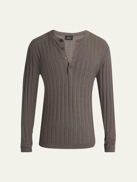 Brioni Men's Cashmere/Silk Henley Sweater