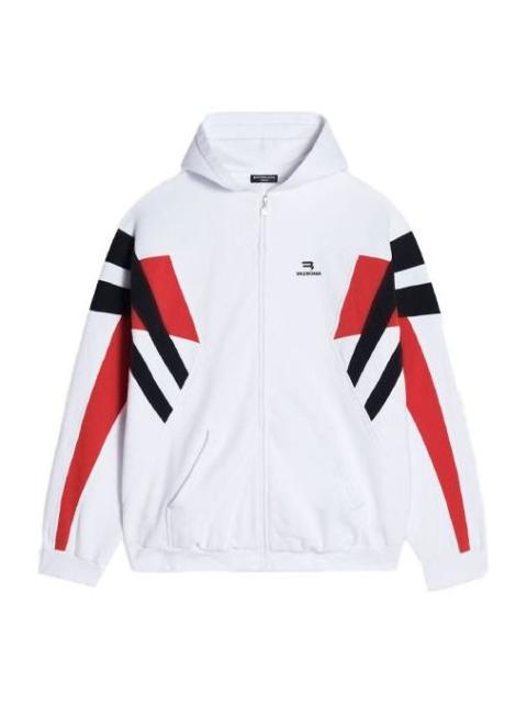 BALENCIAGA Balenciaga Sporty B Zip-Up Tracksuit Hoodie 'White Black Red' 675330TLVA39028