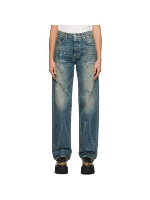 Rhude Indigo Wide-Leg Jeans