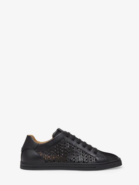 FENDI Black leather low-tops