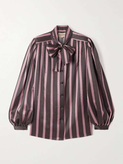 Valentino Pussy-bow Striped Silk-satin Blouse