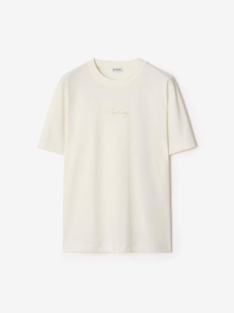 Burberry Check Cursive Logo Cotton T-shirt