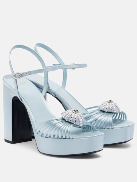 Valentino Cœur Royal embellished satin platform sandals