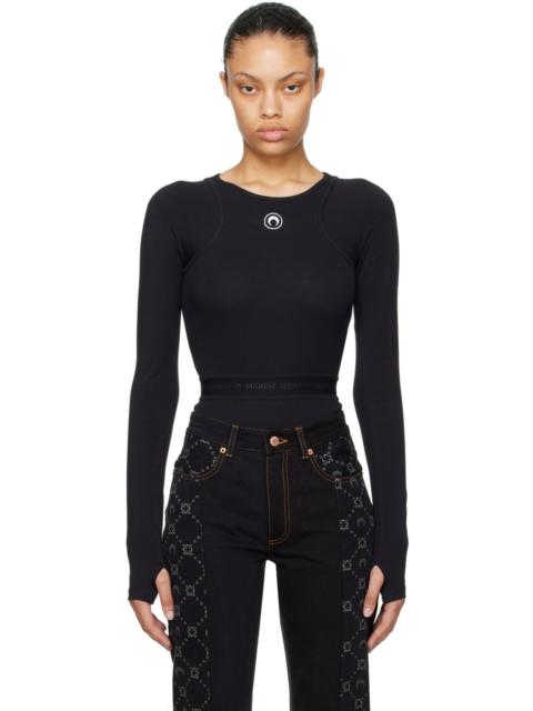 Marine Serre Black Embroidered Bodysuit
