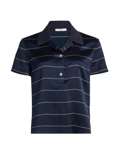 Vince Women's Striped Silk Polo Shirt - Coastal Cream