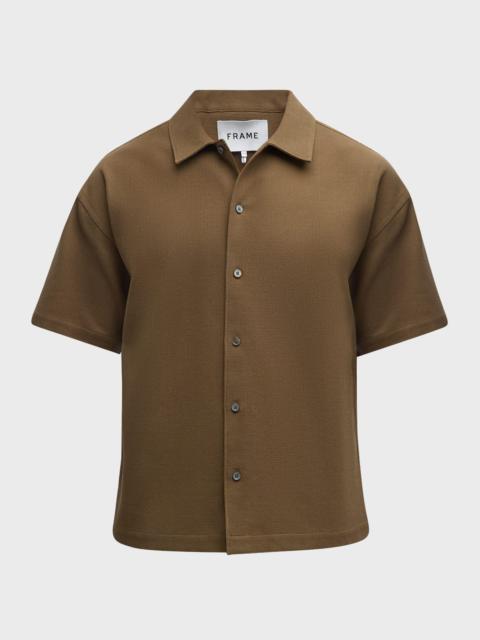 FRAME Men's Waffle Textured Sport Shirt