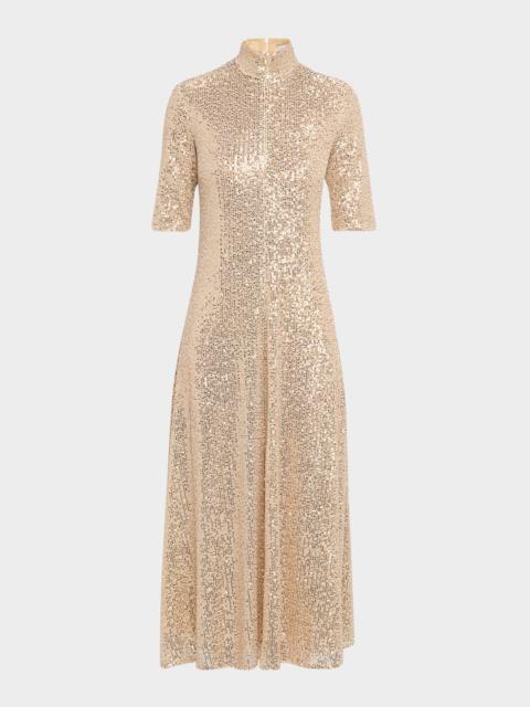 ROSETTA GETTY Zip-Up Sequined Midi Dress