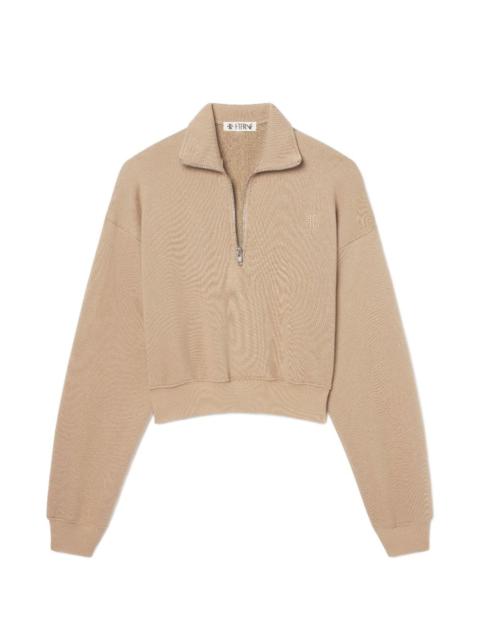 ÉTERNE cropped half-zip cotton polo top