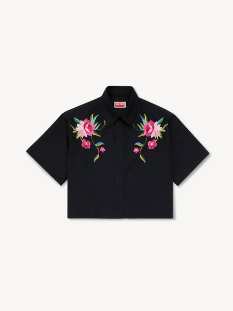 KENZO 'KENZO Wildflower' embroidered short sleeve shirt in cotton poplin