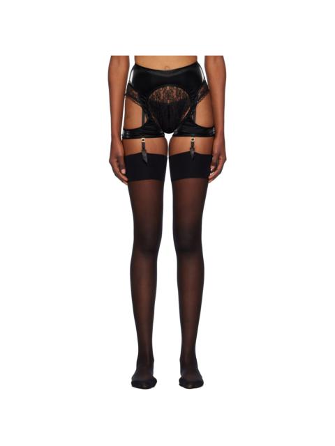 Agent Provocateur Black Rivere Faux-Leather Garter Belt