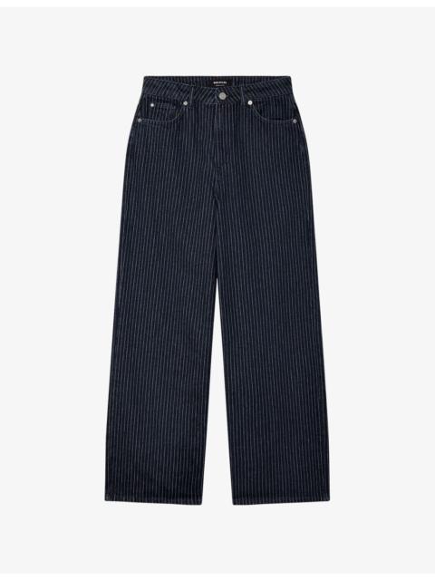 WHISTLES Pinstripe Straight-Leg Denim Jeans