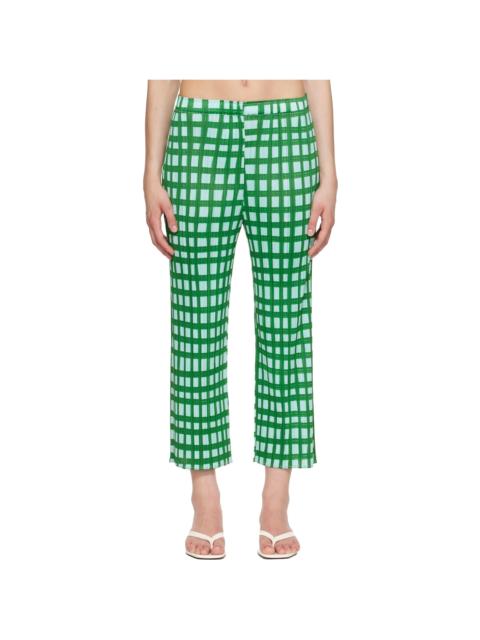 Pleats Please Issey Miyake Green Basket Trousers