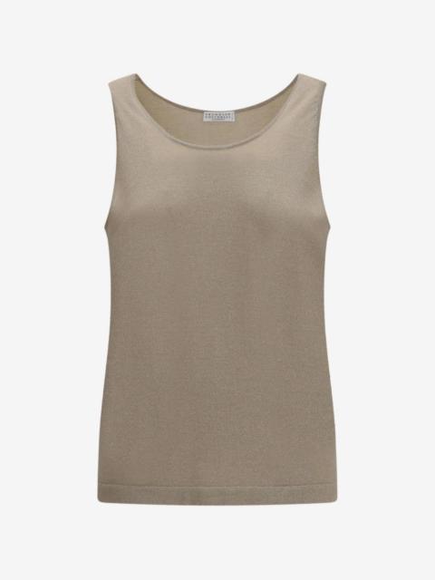 Brunello Cucinelli metallic-effect knitted top