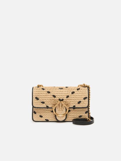 PINKO MINI LOVE BAG ONE LIGHT SMALL HANDBAG IN CHEVRON RAFFIA AND LEATHER