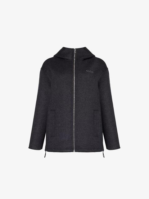 GUCCI Regular-fit hooded wool-silk blend coat