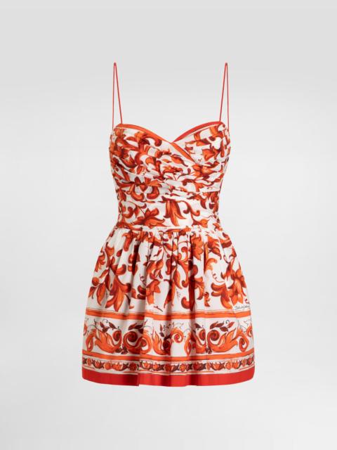 Dolce & Gabbana Majolica-print poplin short dress