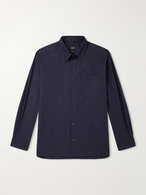A.P.C. Malo Logo-Embroidered Organic Cotton-Poplin Shirt