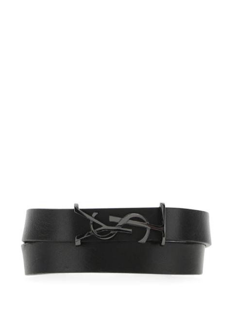 SAINT LAURENT Black leather bracelet