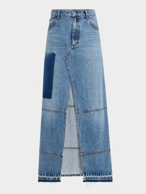 CO Treatment Denim Midi Skirt