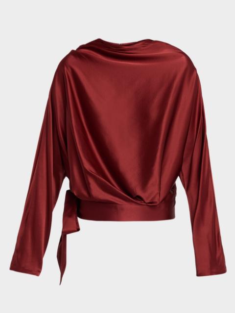 STAUD Phoebe Draped Silk Blouse