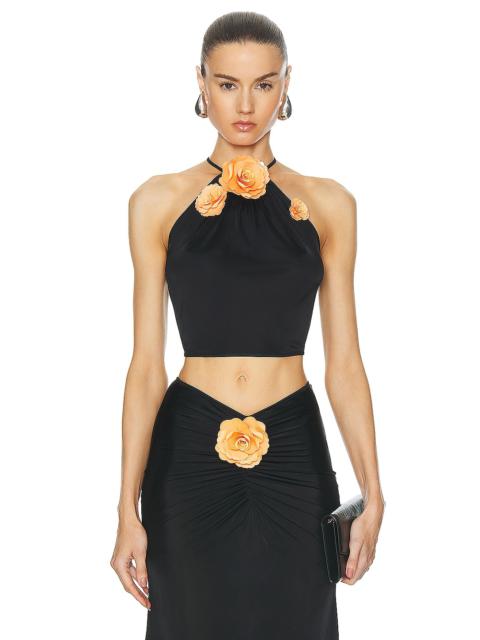 David Koma Payette Flower Halter Top