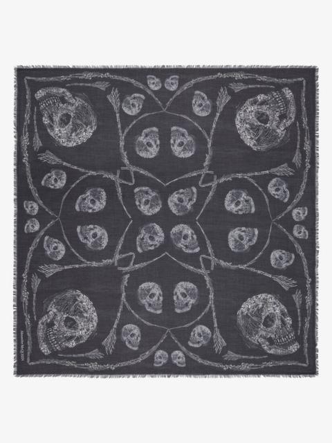 Alexander McQueen Men's Crystal Skull Shawl in Black/ivory