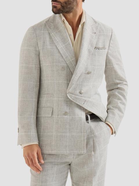 Brunello Cucinelli Men's Linen Prince of Wales One-and-a-Half Breasted Deconstructed Blazer - Panama