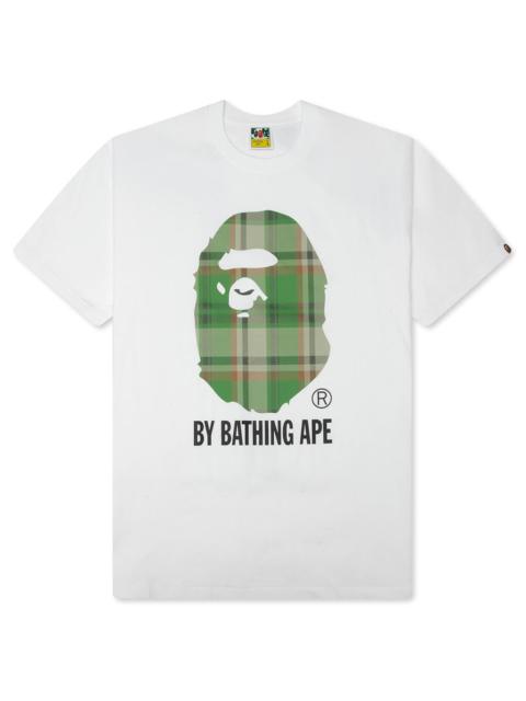 A BATHING APE® BAPE CHECK BY BATHING APE TEE - WHITE/GREEN